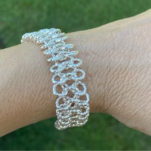 Platinum tone thick knotted chain bracelet 7 inch